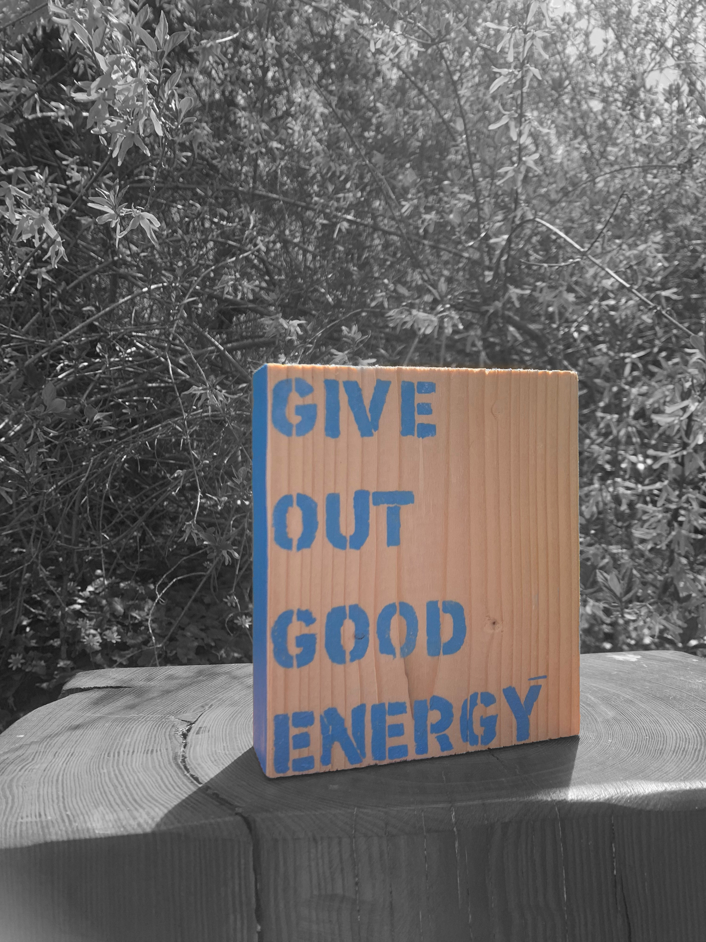 Good energy wood sign