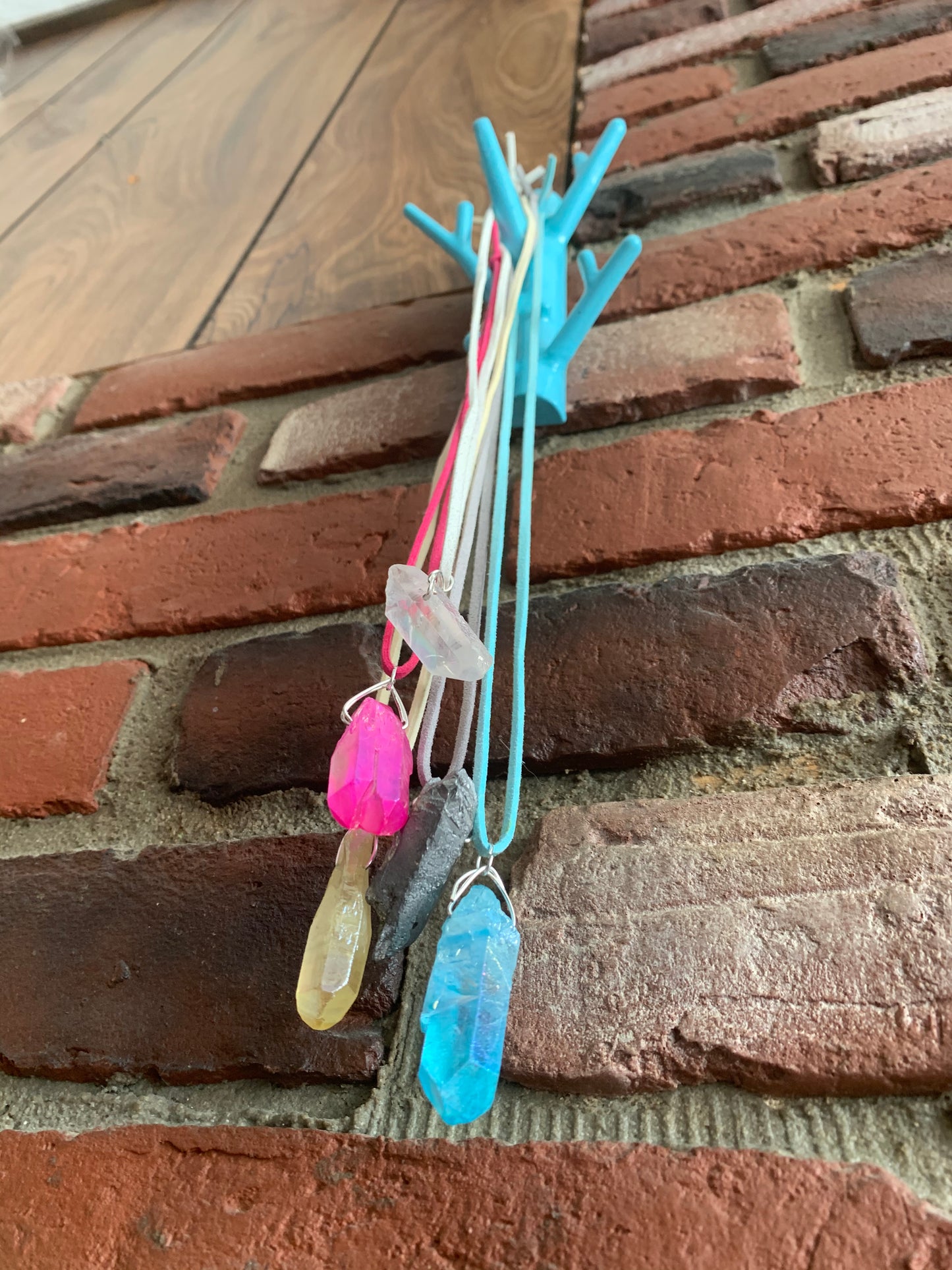 Suede crystal necklace