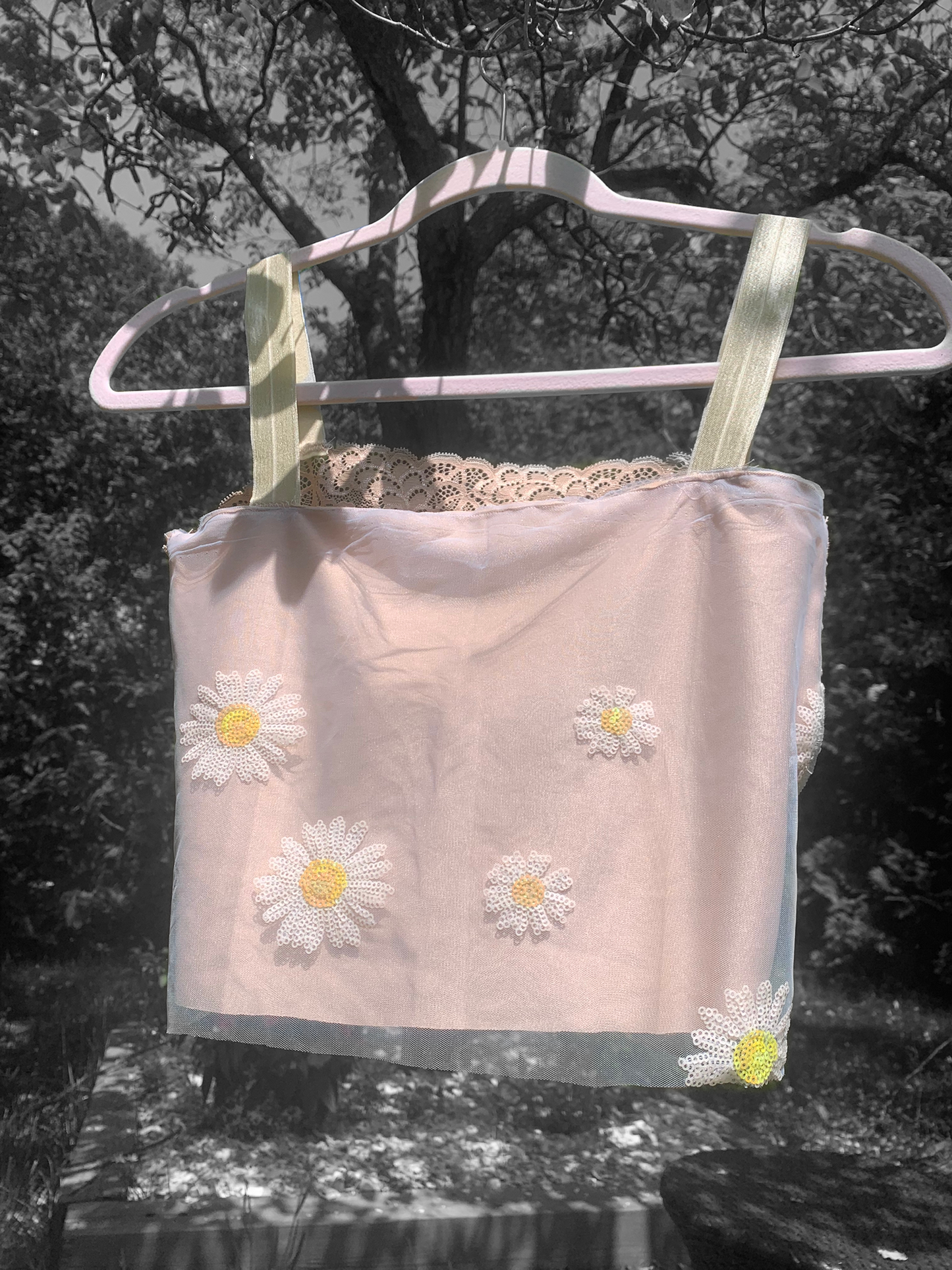 Flower sparkle crop top