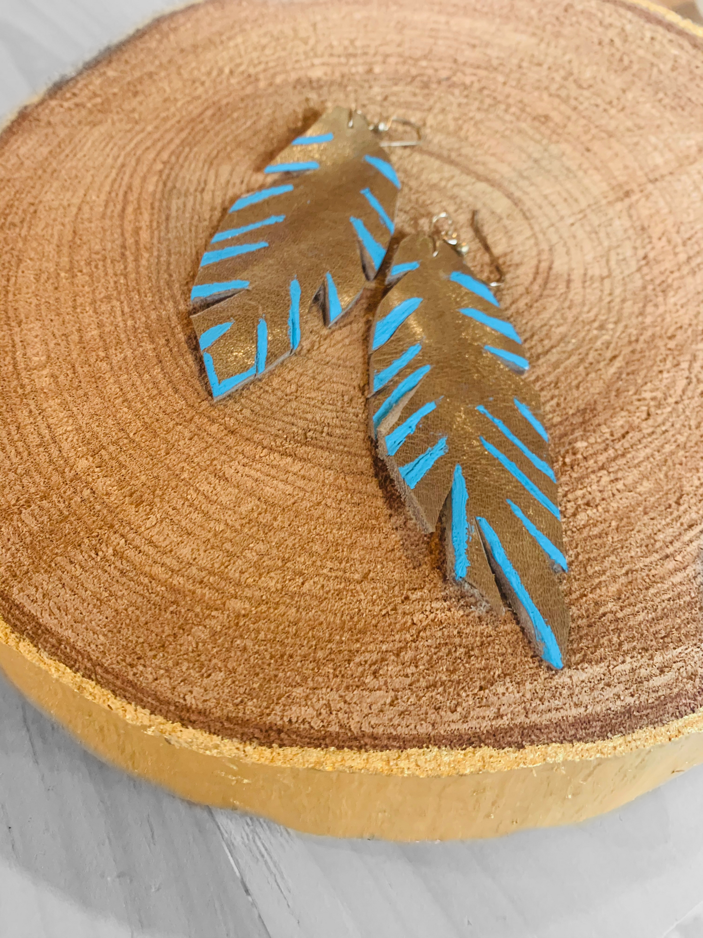 Leather Feather Earring