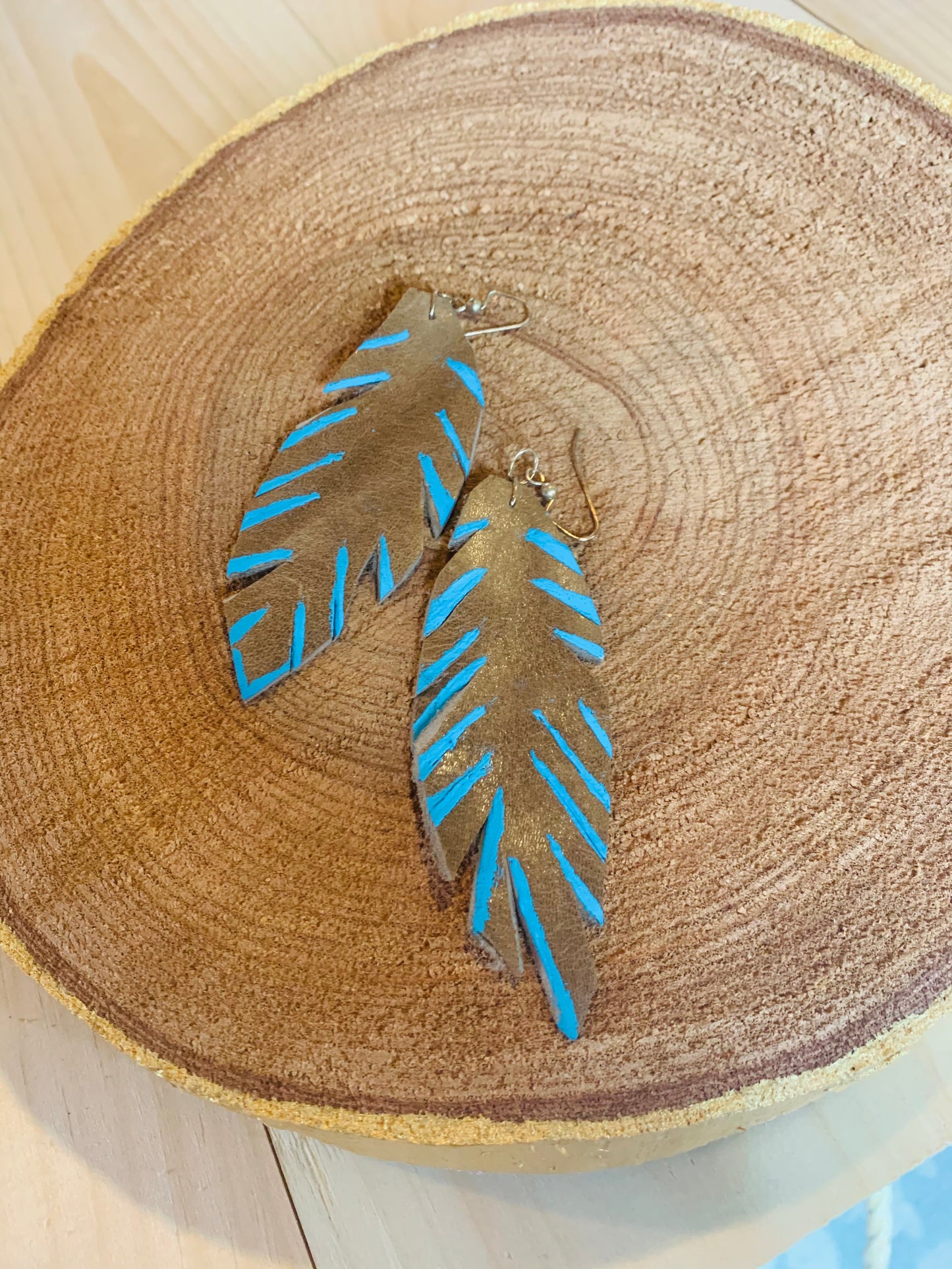 Leather Feather Earring