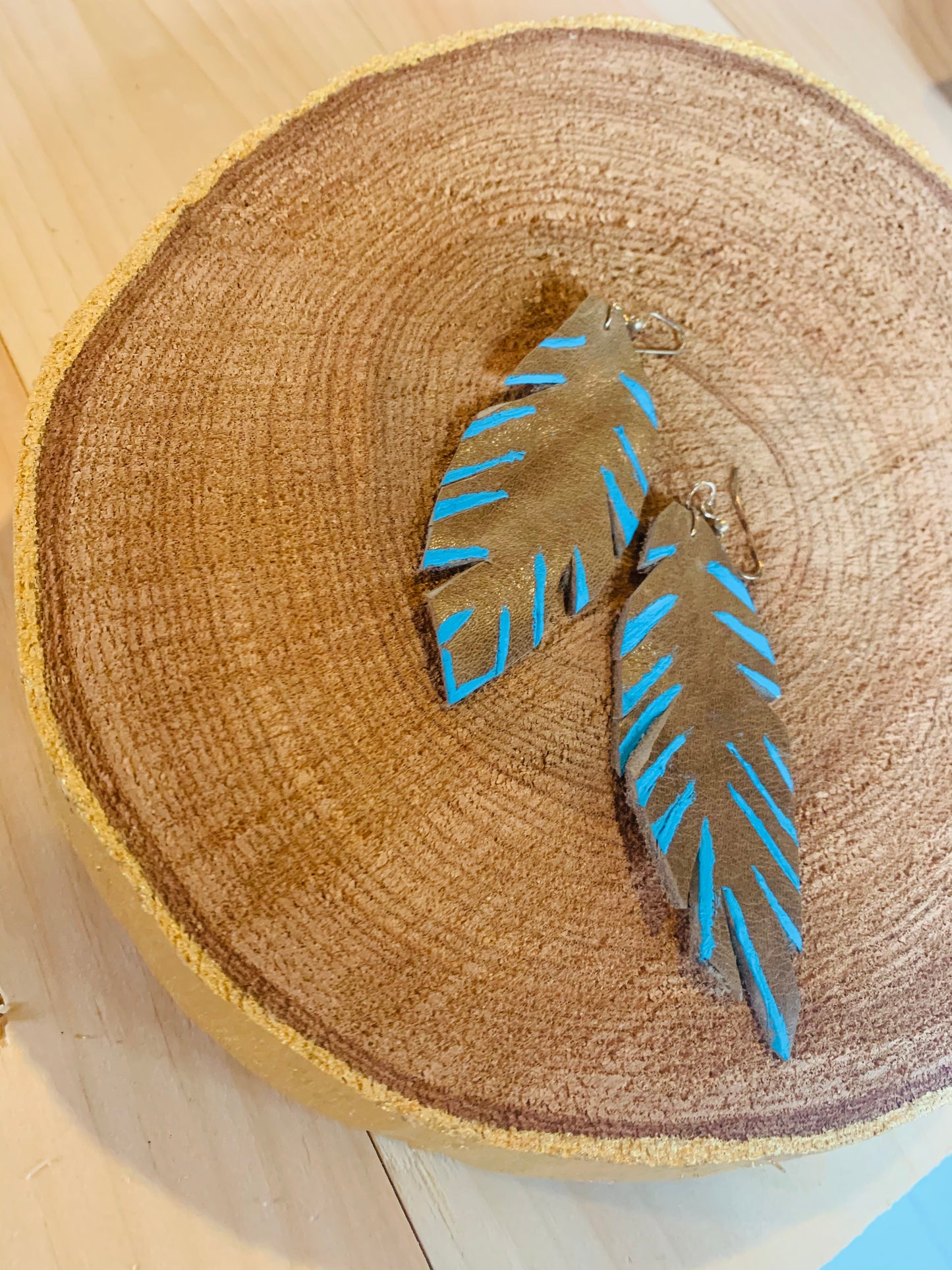 Leather Feather Earring